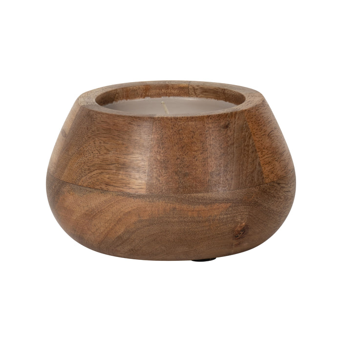 6" - 10 Oz Vanilla Modern Wood Bowl Candle - Natural