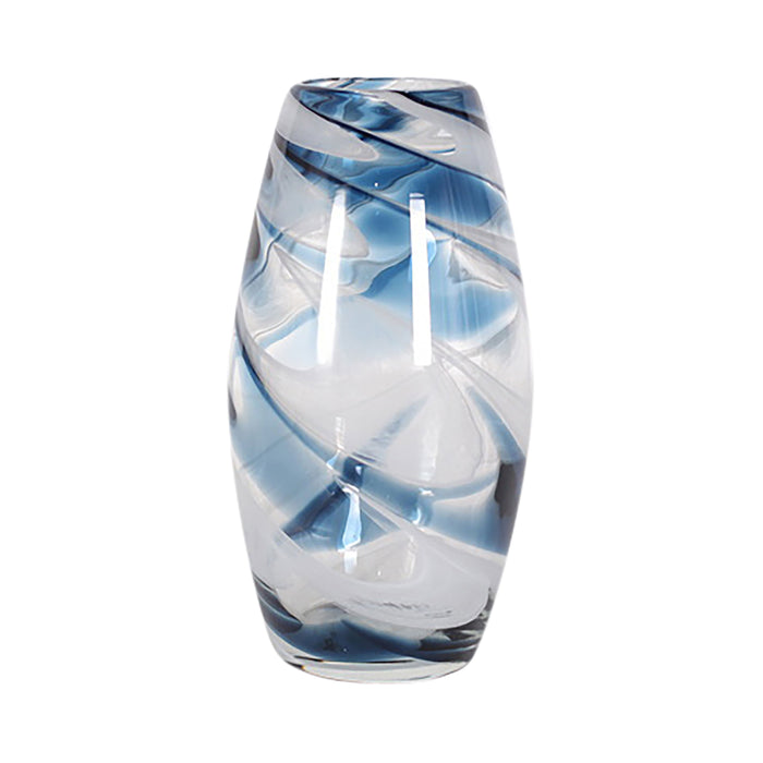 Glass 12" Swirl Vase - Blue