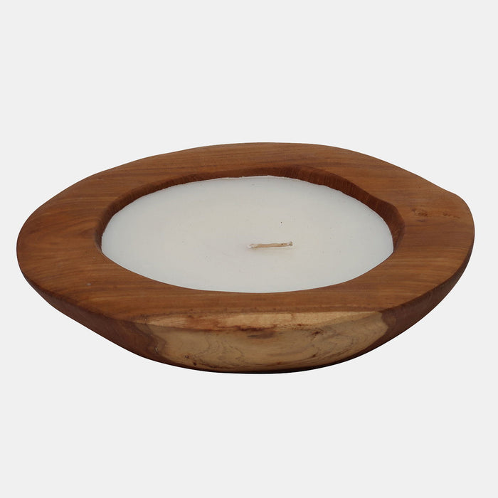 Wood Boat Candle - Brown