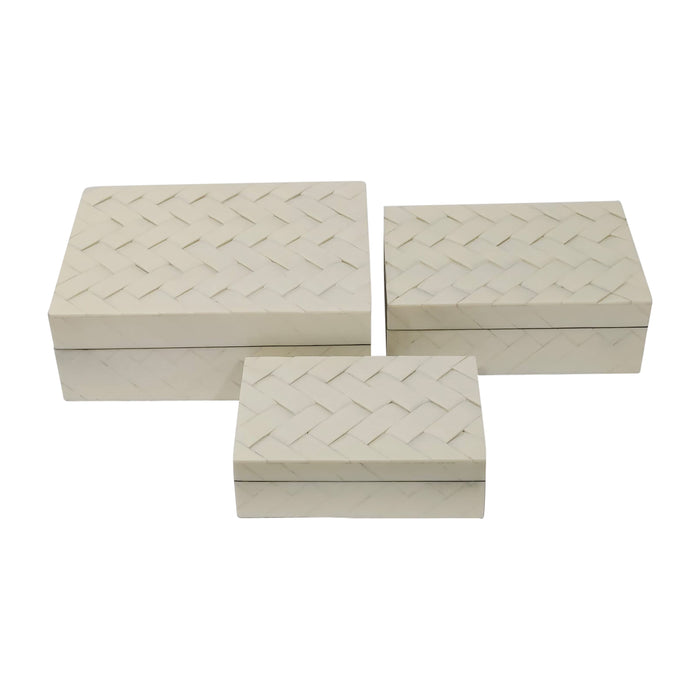 6 / 7 / 9" Chain Boxes (Set of 3) - Ivory