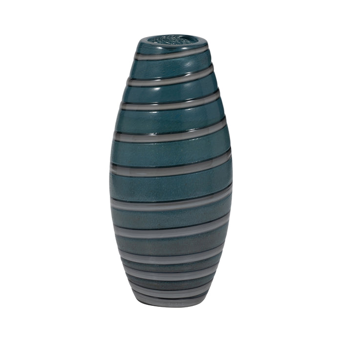 12" Santiago Striped Vase - Blue
