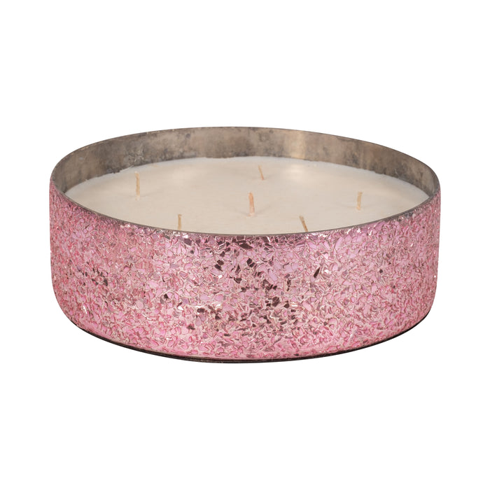 8" - 49 Oz Crackled Bowl Scented Candle - Pink