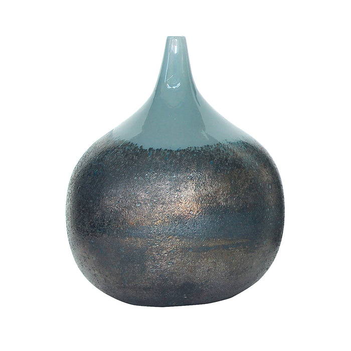 10" 2 Tone Metallic Vase - Sea Green