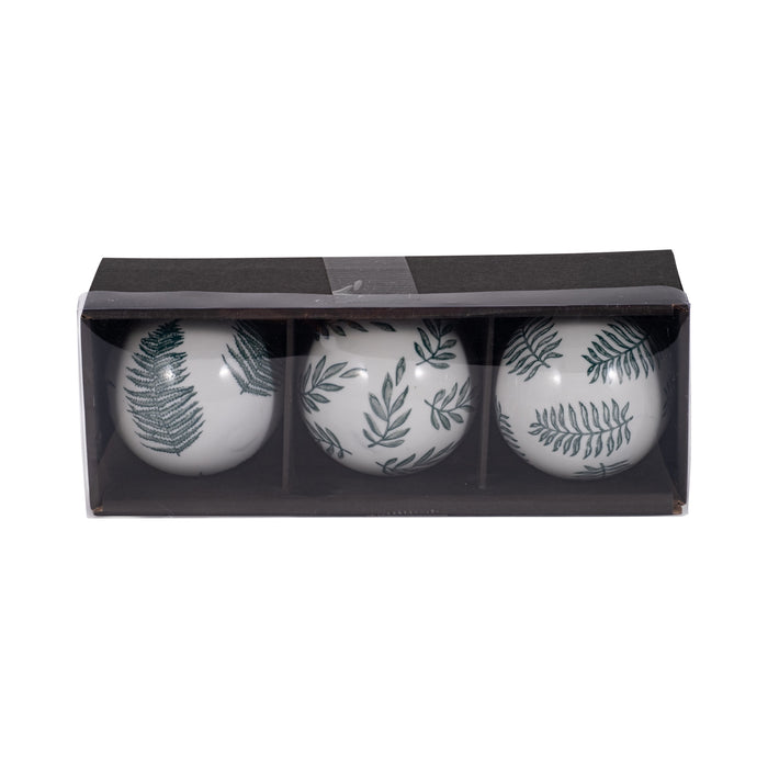4" Assorted Painted Orbs (Set of 3) - Green