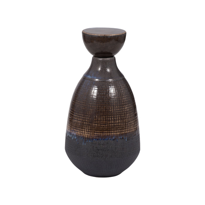Neader Small Ceramic Bottle - Dark Brown