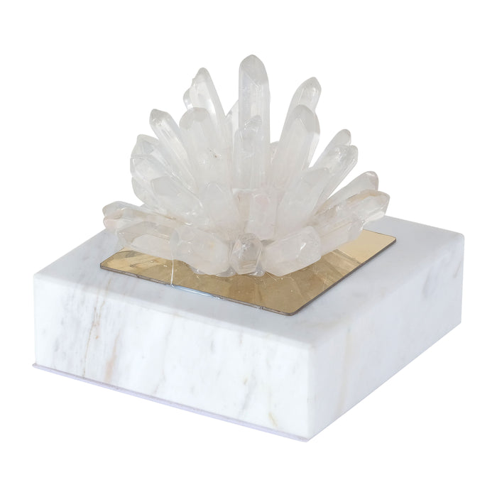 4" Julia Short Crystal And Marble Block - White