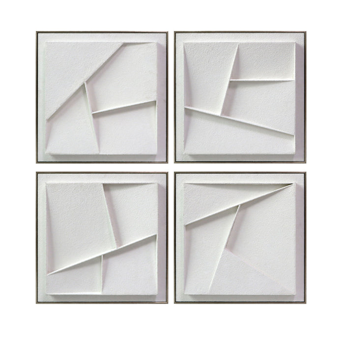 20" x 20" Koryak Dimensional Plaster Art (Set of 4) - White