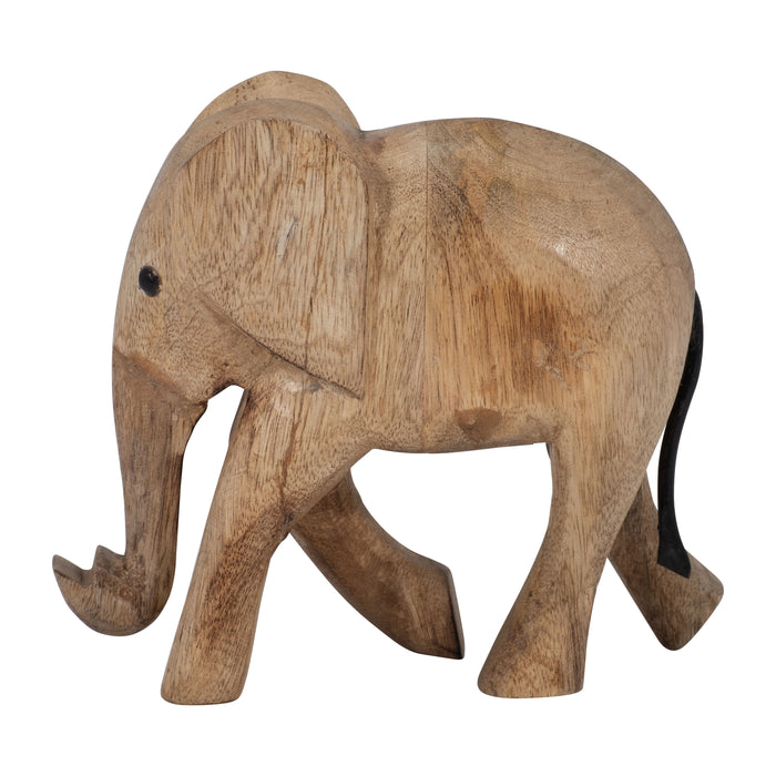 Wood 8" Elephant Deco Brown