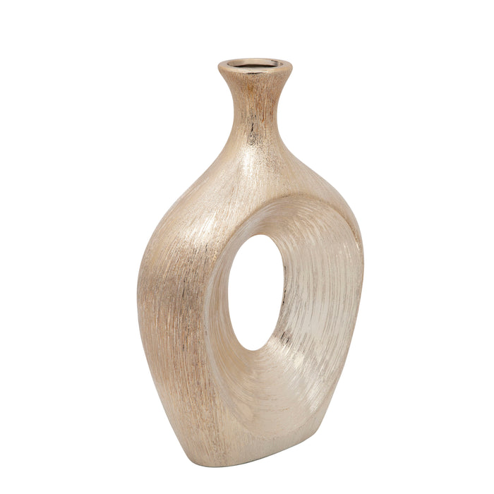 Scratched Oval Vase Cut-Out 13" - Champagne