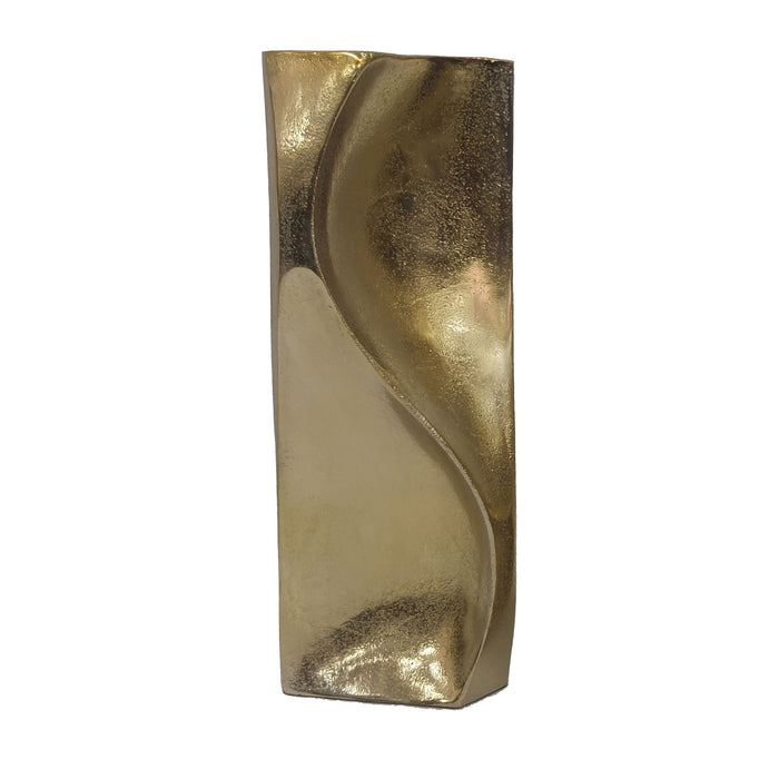17" Warner Pinched Metal Vase - Gold