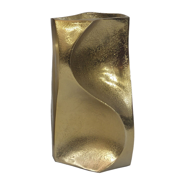 10" Warner Pinched Metal Vase - Gold