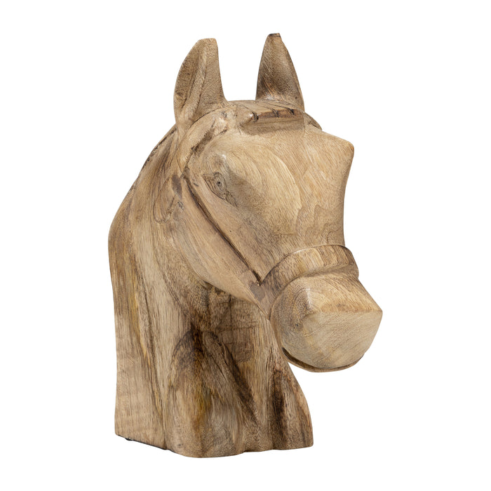 Wood 10" Horse Head Deco - Brown
