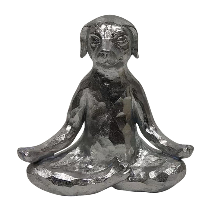 7" Polyresin Yoga Dog - Silver