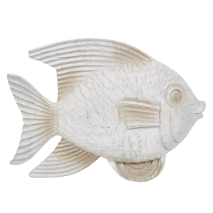 Resin Fish Figurine 13.5" - White Wash
