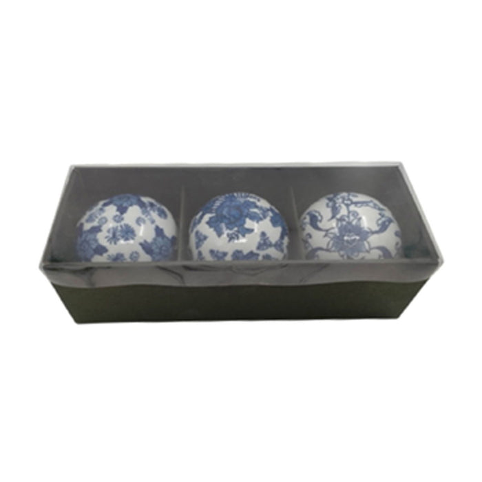 4" Assorted Painted Orbs (Set of 3) - Blue