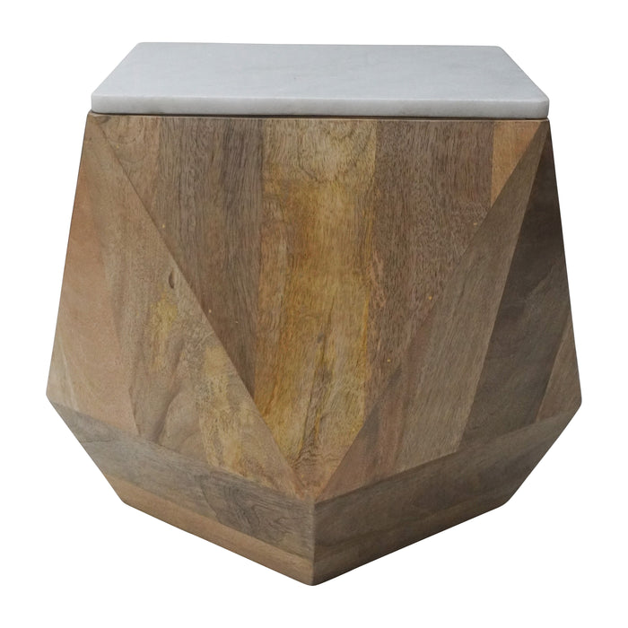 Wood Diamond Shape Side Table 20 x 16" - Natural