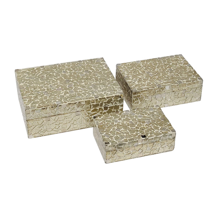 6 / 7 / 9" Mosaic Boxes (Set of 3) - Champagne