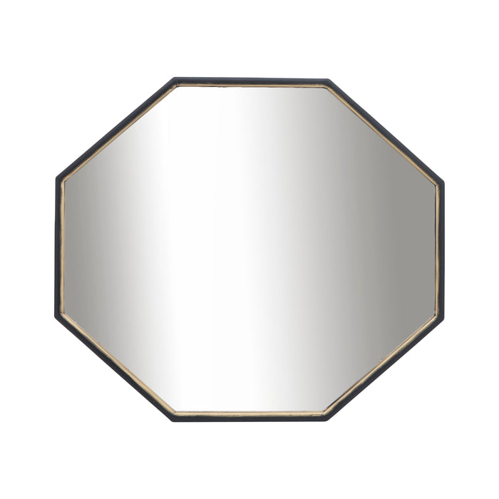 Metal Octagonal Mirror 32 x 28" - Black / Gold