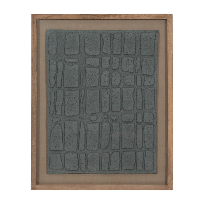28" x 35" Paper Mache Wall Art Framed Glass - Dark Gray