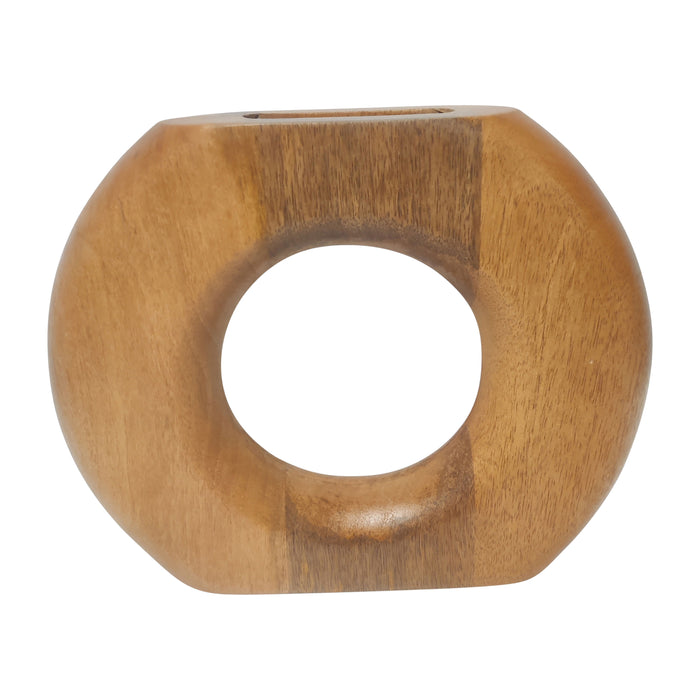 Wood 11" Donut Vase - Brown
