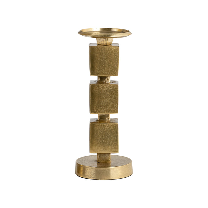 Metal 12" Stacked Cubes Candleholder - Gold