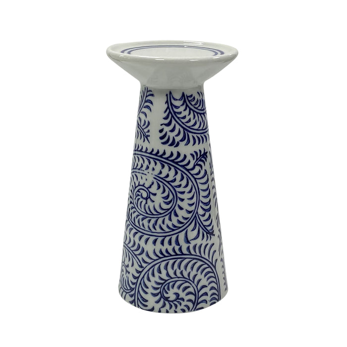 8" Chinoiserie Vines Candle Holder - Blue / White