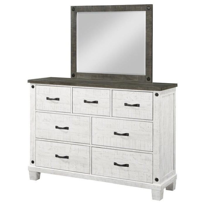 Lilith - 7-drawer Dresser With Mirror Distressed - Grey And White