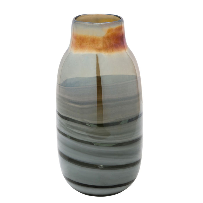 Glass 13" Metallic Vase - Gray/Gold