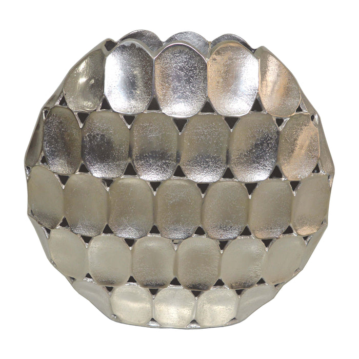 Metal 13" Oval Vase - Silver