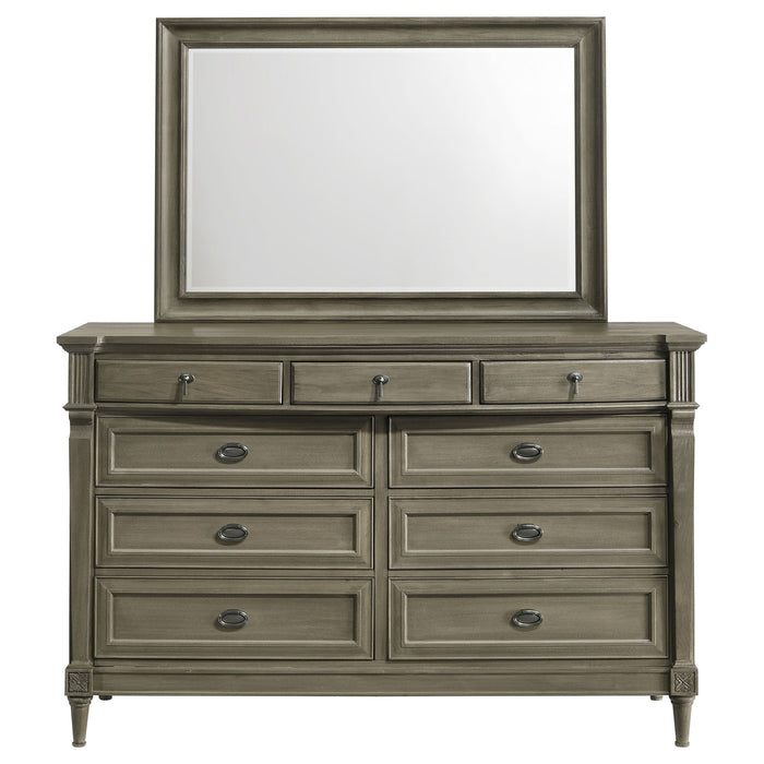 Alderwood - 9 Drawer Dresser With Mirror - French Grey