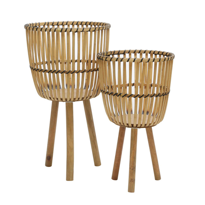 Wicker Footed Planters 10 / 12" (Set of 2) - Natural