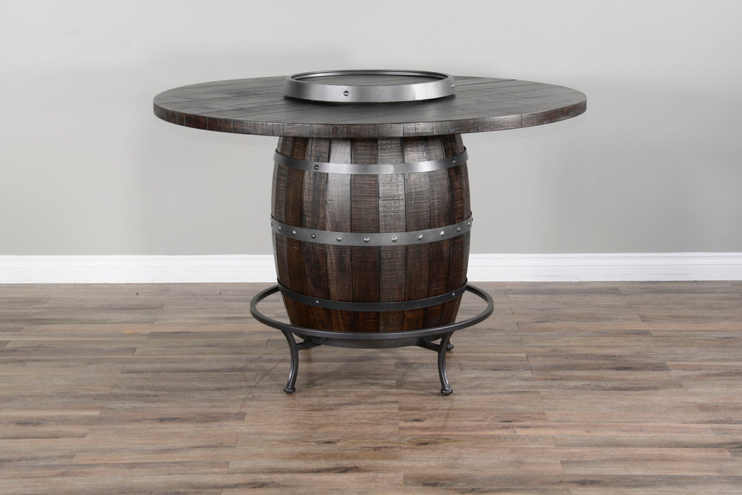 Homestead - Round Pub Table With Wine Barrel Base - Dark Brown