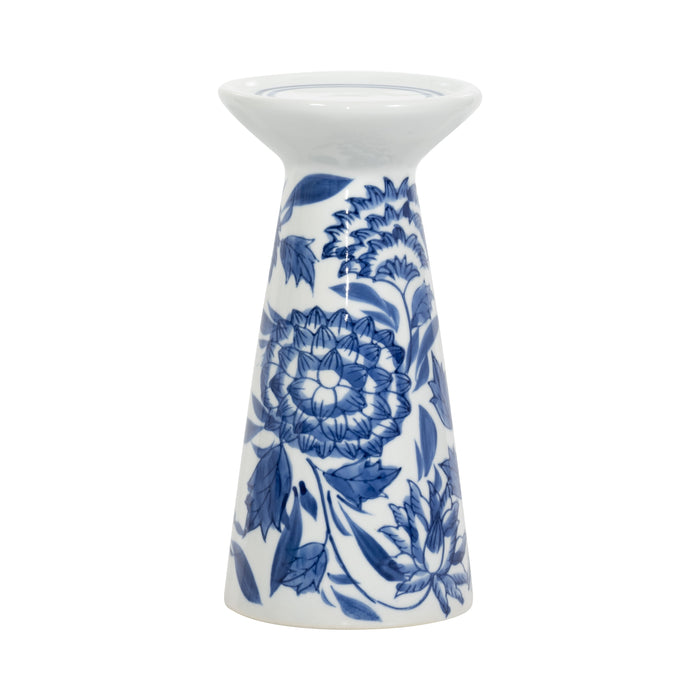 Porc 8" Chinoiserie Candle Holder - Blue/White
