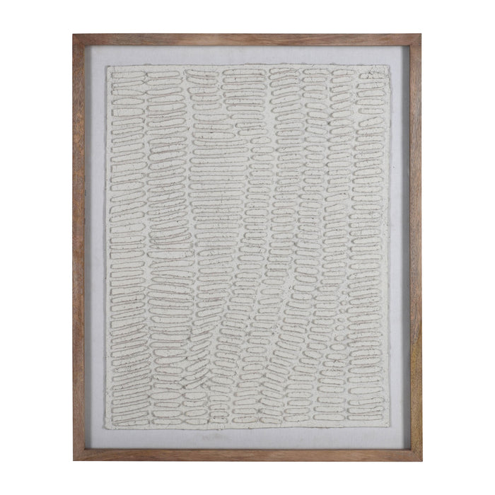 29 x 35 Paper Mache Wall Art Framed Glass - Gray