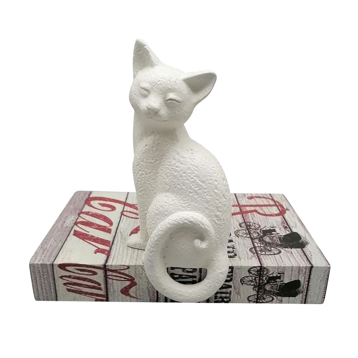 9" Kitty With Hanging Tail - White