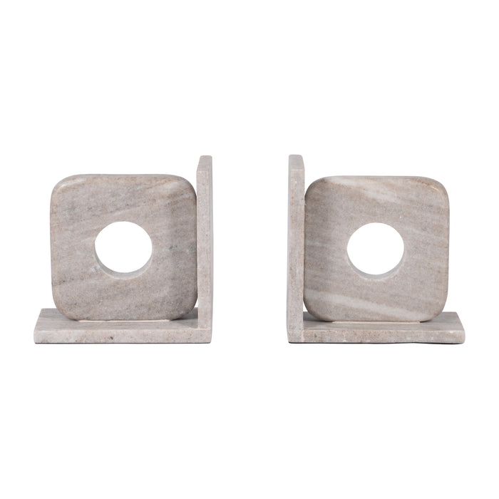 6" Cut Out Square Bookends (Set of 2) - Tan