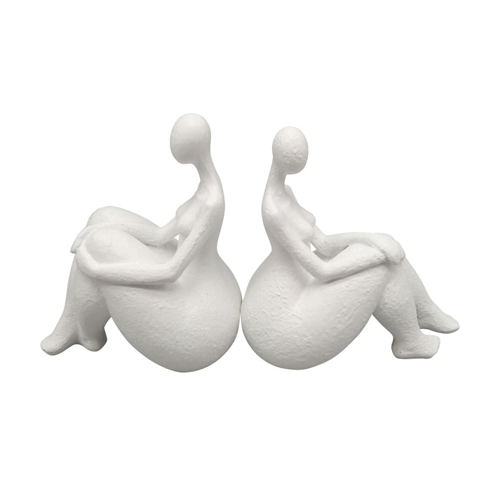 Sitting Ladies Bookends (Set of 2) - White