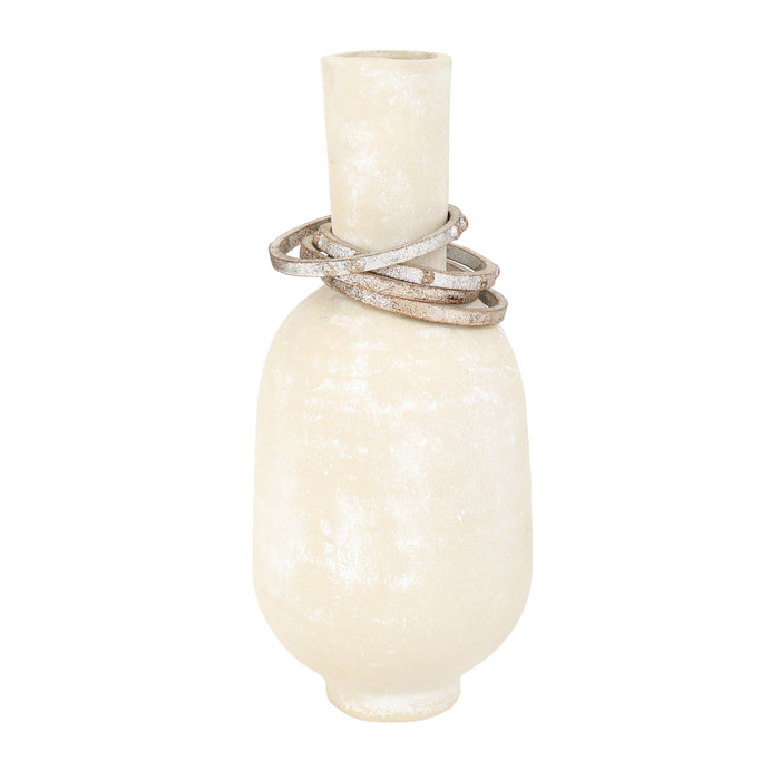 13" Grant Medium Ecomix Vase With Rings - Beige