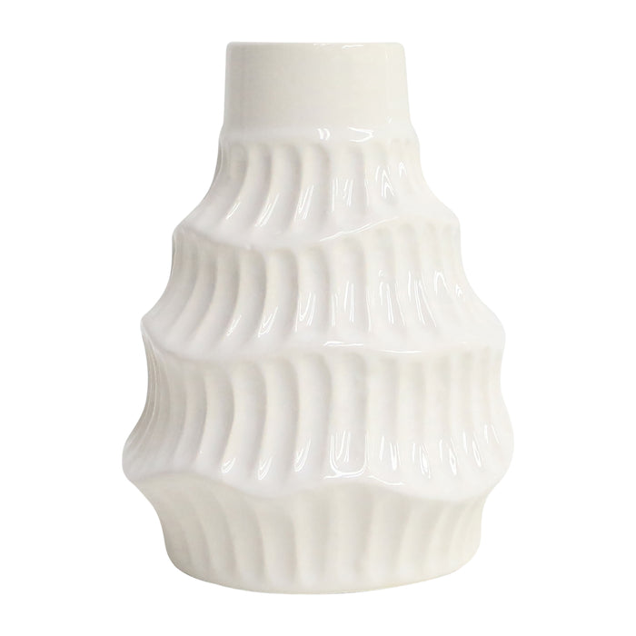 6" Wavy Vase - White