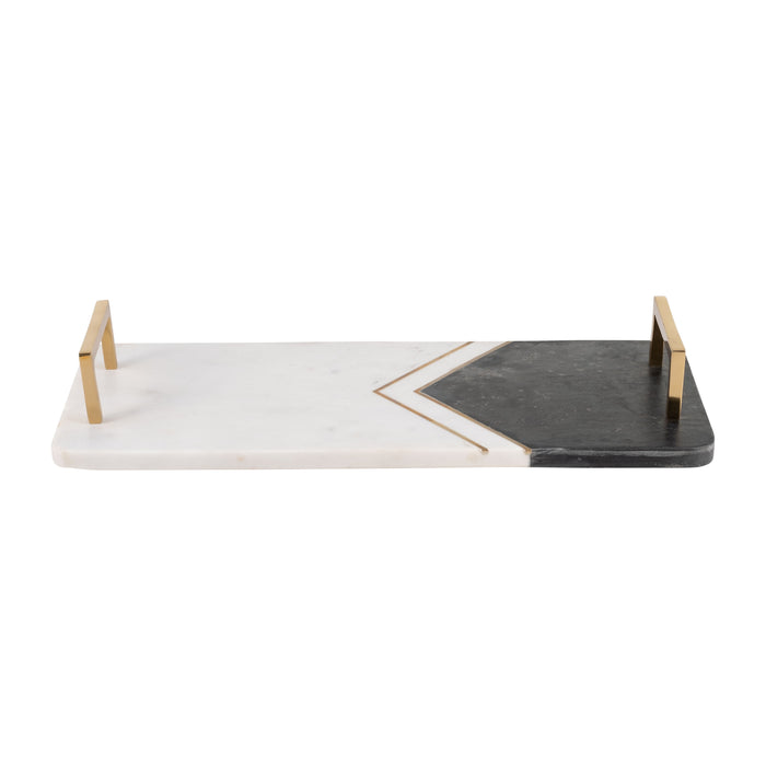 Tray With Handles - White / Copper