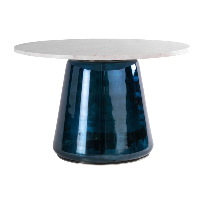 Marble Top Coffee Table Gls Base 19" - Metallic