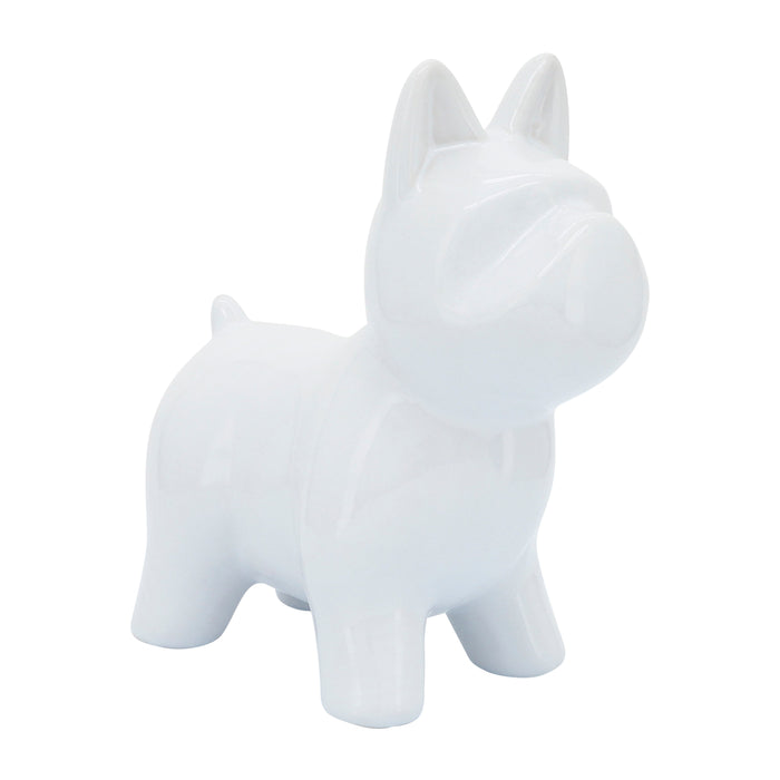 Ceramic Dog Table Deco 8" - White