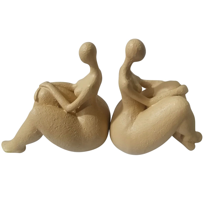 Sitting Ladies Bookends (Set of 2) - Tan