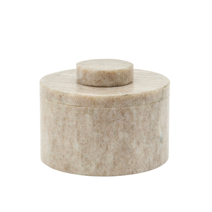Marble 4" Round Box with Knob - Gray