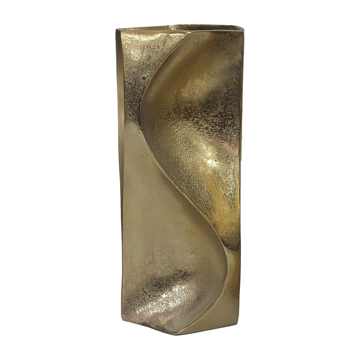 13" Warner Pinched Metal Vase - Gold