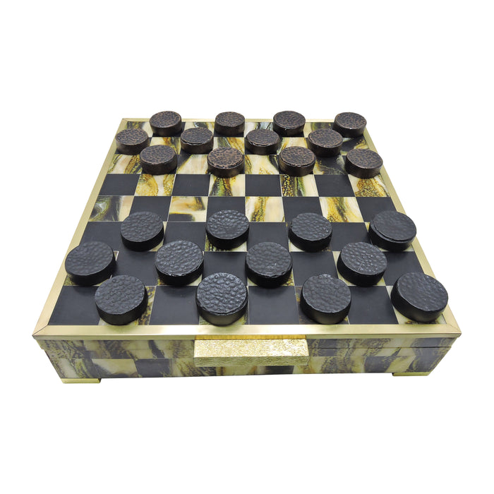 15" x 15" Allagash Horn Resin Checker Box Set - Black