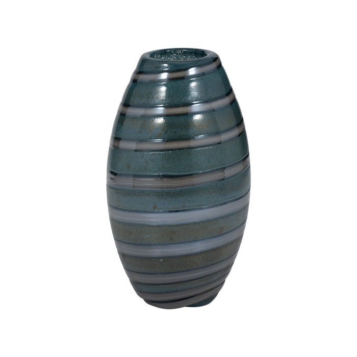 10" Santiago Striped Vase - Blue