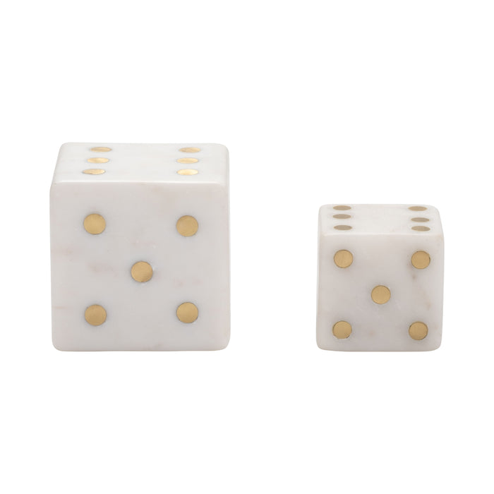 3 / 4" Mistry Marble Dice (Set of 2) - White