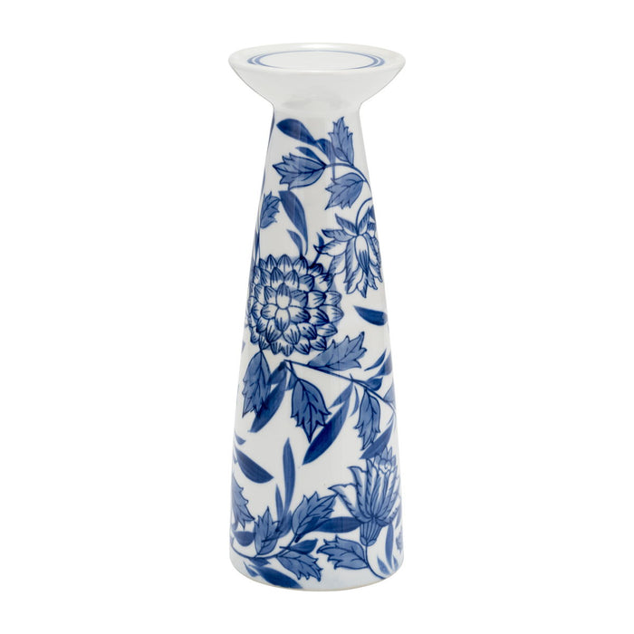 Porc 12" Chinoiserie Candle Holder - Blue/White