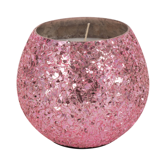 4" - 11 Oz Crackled Scented Candle - Pink